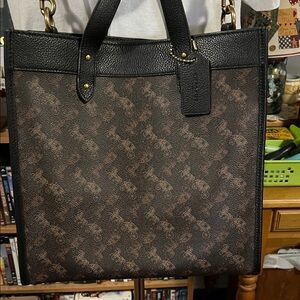 Coach Black and Brown Monogram Briefcase